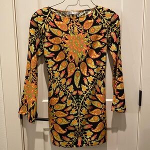 Women’s Zara mini paisley dress mod 60’s shift‎ Size XS